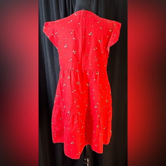 GOODTHREADS Red Flutter-Sleeve Dress with Pockets Size Medium s19 - Picture 4 of 8